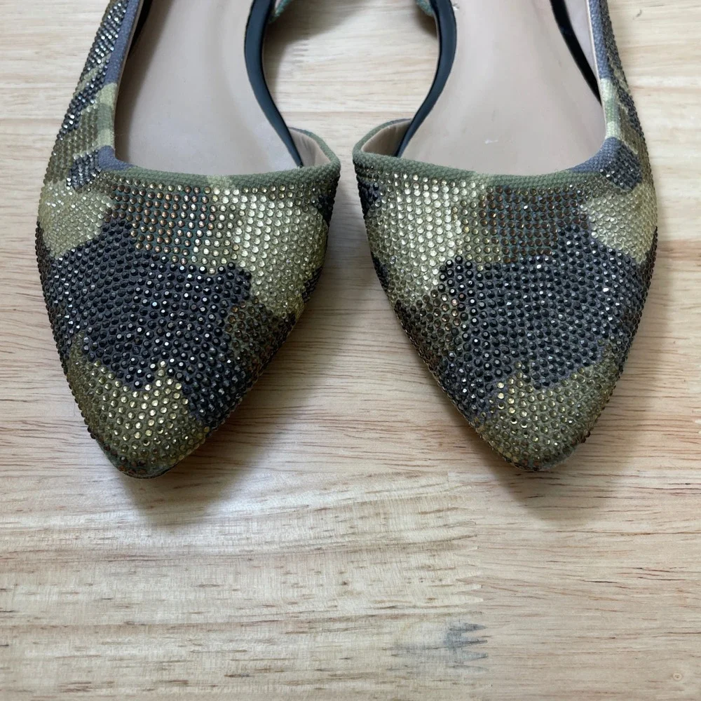 Mix No. 6 Womens Camo Rhinestone d'Orsay‎ Pointed Toe Flats Camo Size 8M